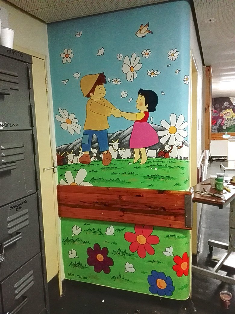 Painting of Heidi and Peter in a children’s hospital ward