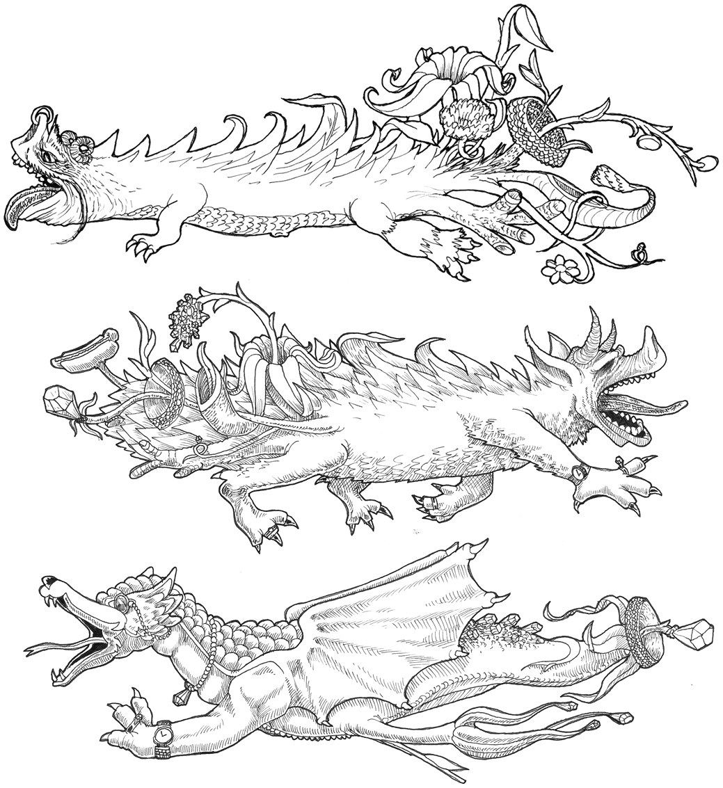 Dragon studies, ink