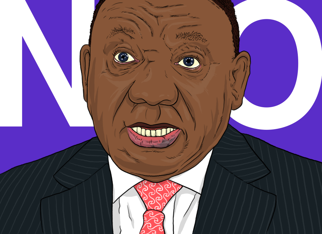 Satirical illustration of South African president Cyril Ramaphosa during the lockdowns