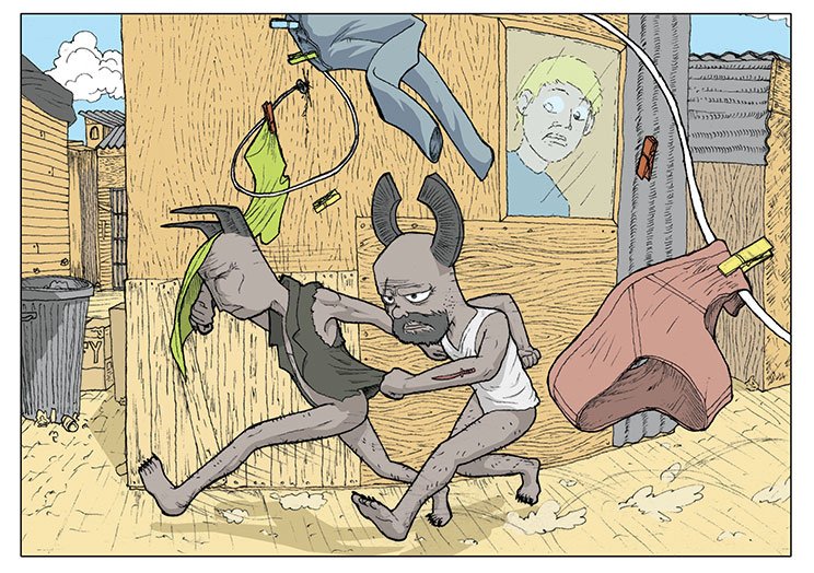 Frame from an unpublished graphic novel