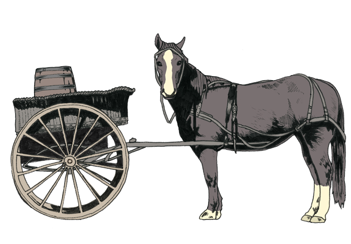 Cart before the horse, editorial illustration