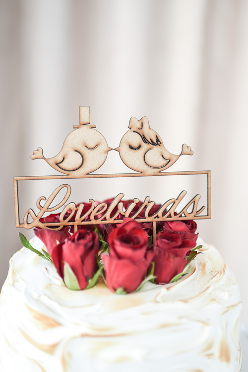 Lovebirds laser-cut cake topper