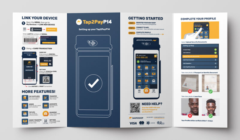 Shop2Shop Tap2Pay four-fold leaflet
