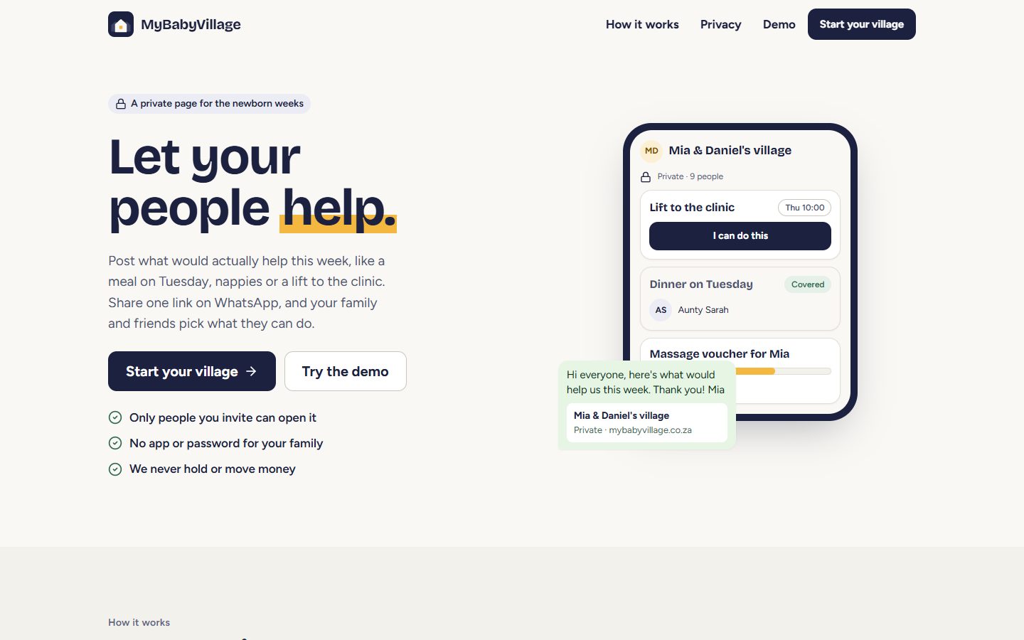 MyBabyVillage: home page